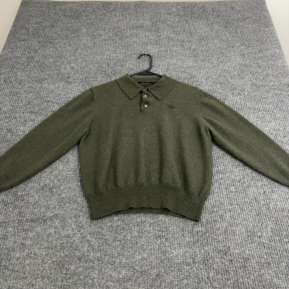 Eildon Hills Sweater Youth XL Green Merino Wool Long Sleeve Polo Classic Casual